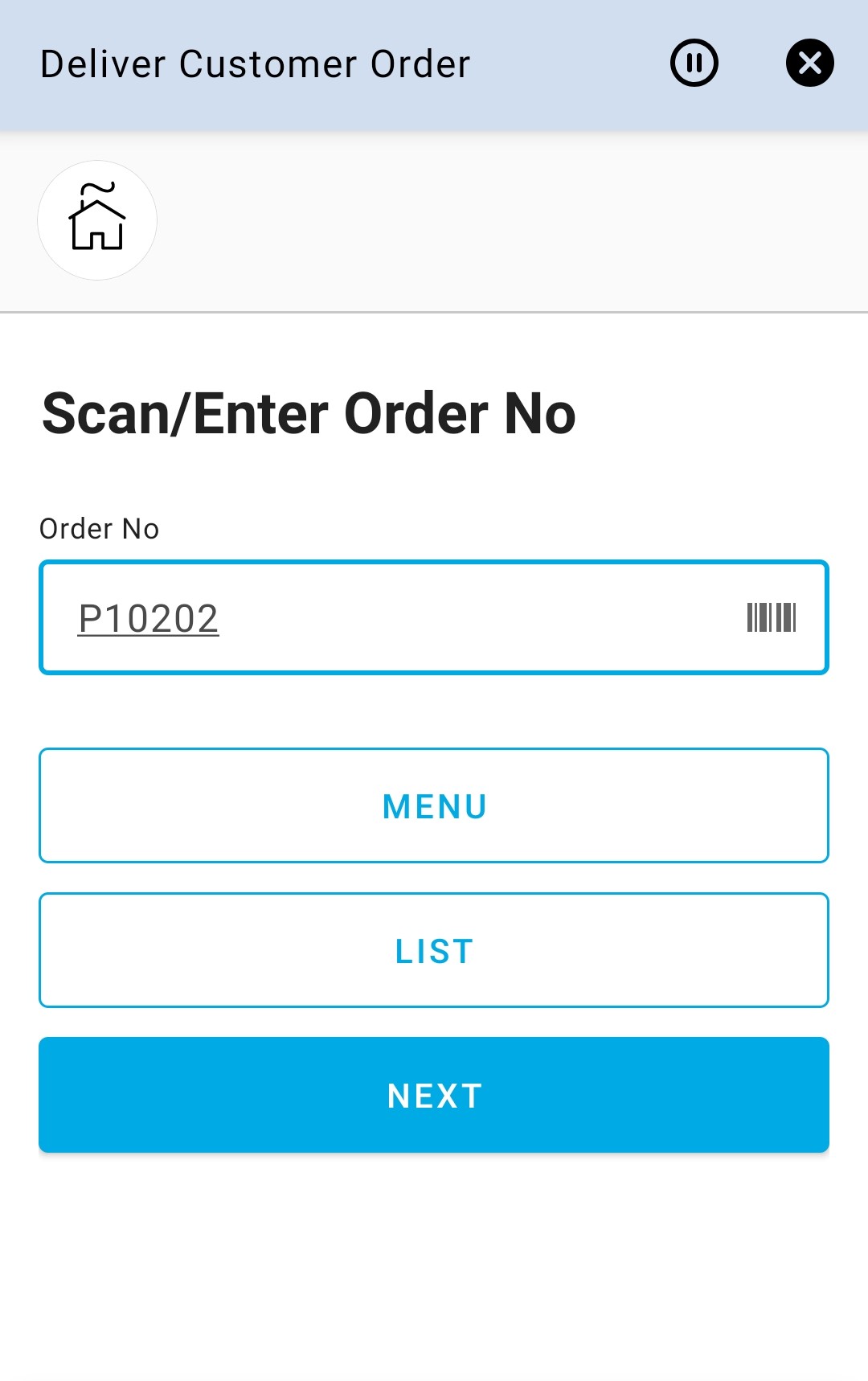 Enter Customer Order No