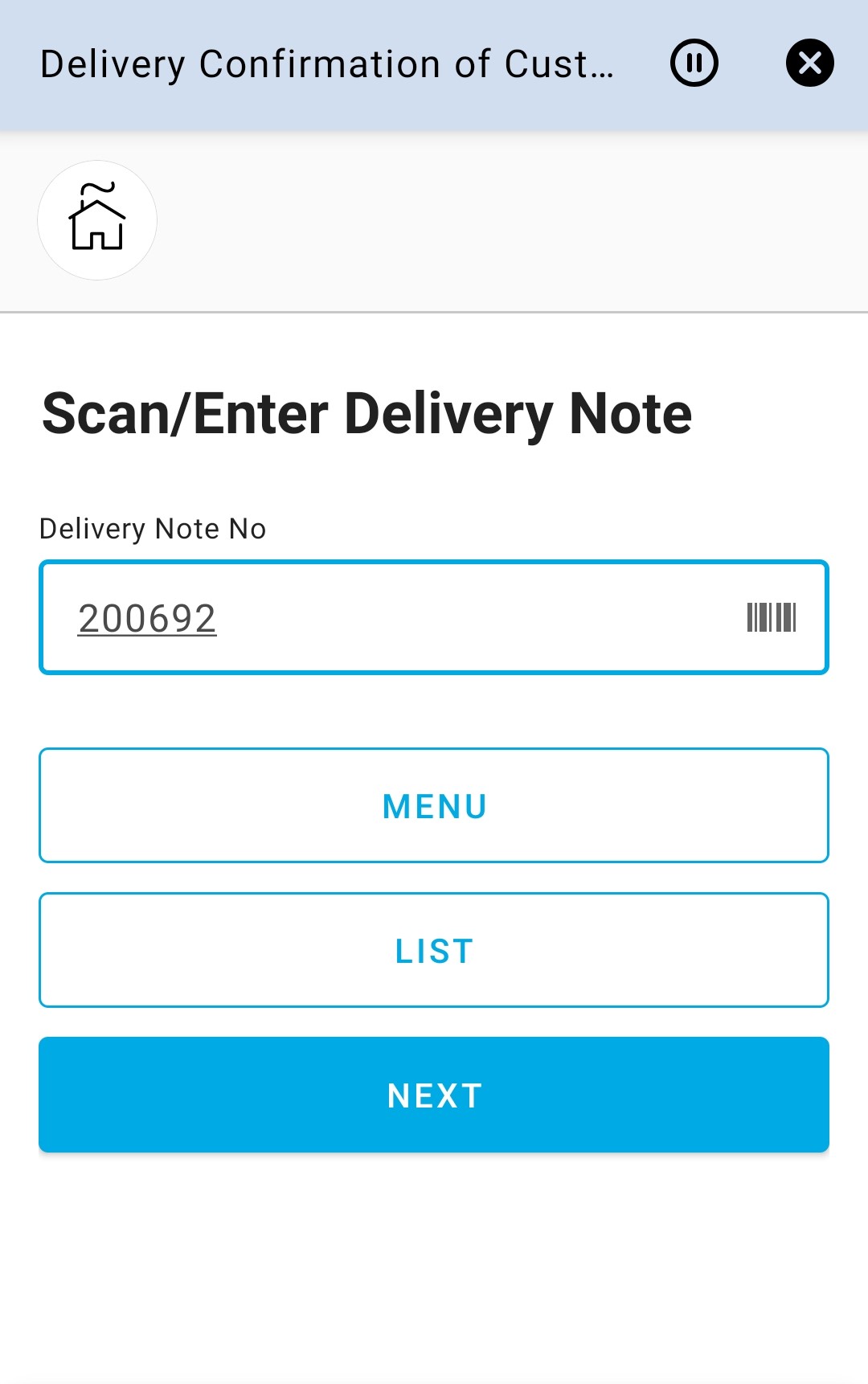 Enter Delivery Note