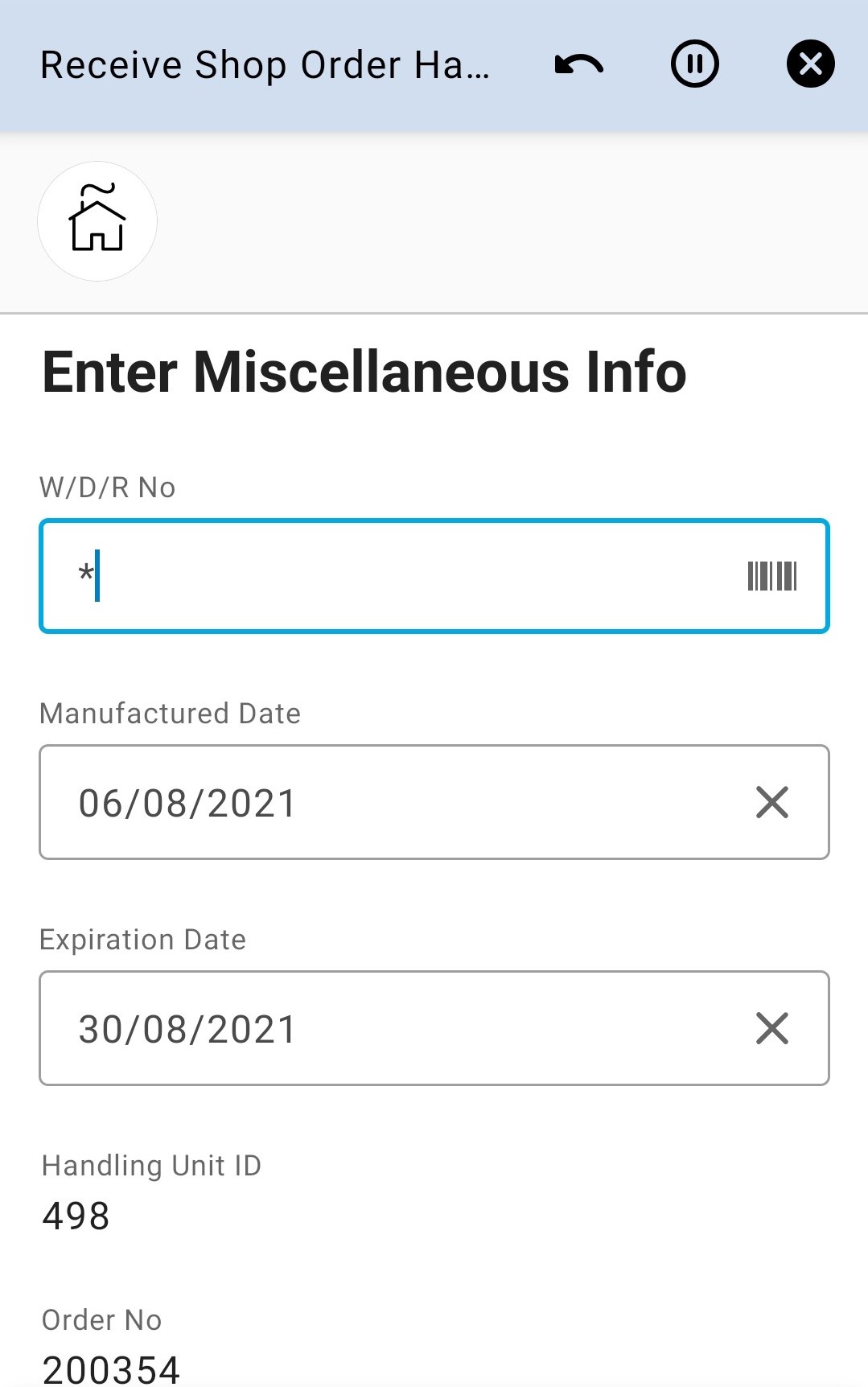 Enter Misc Info