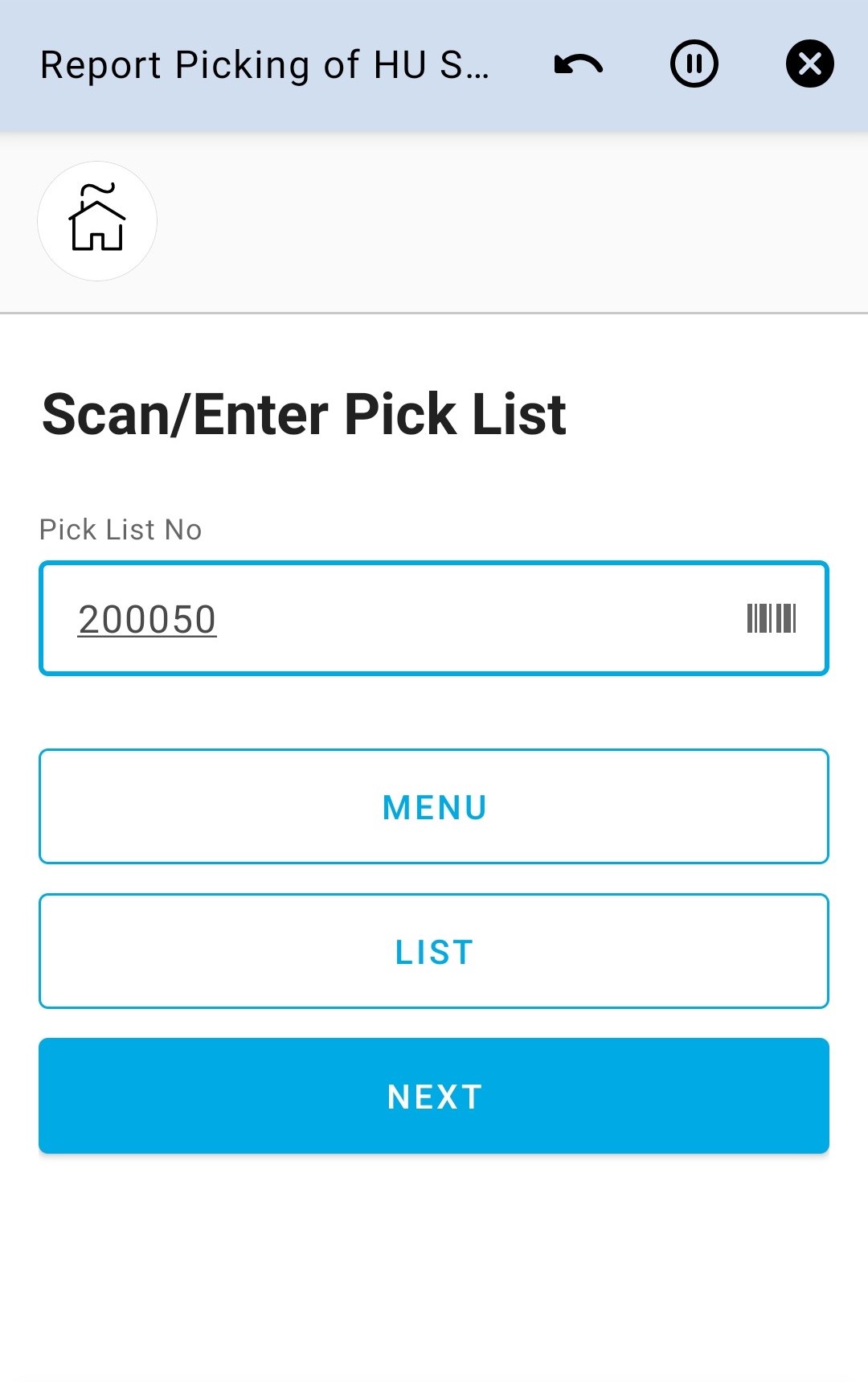 Enter Pick List 1