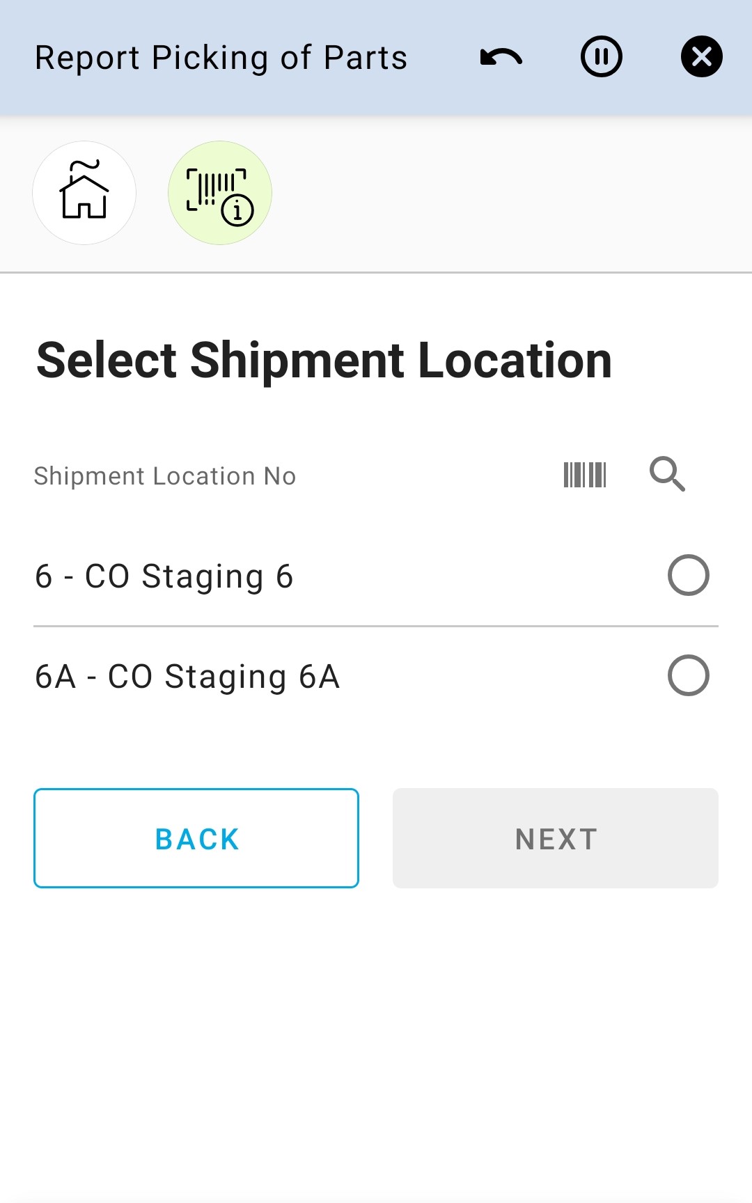 Select Shipment Location