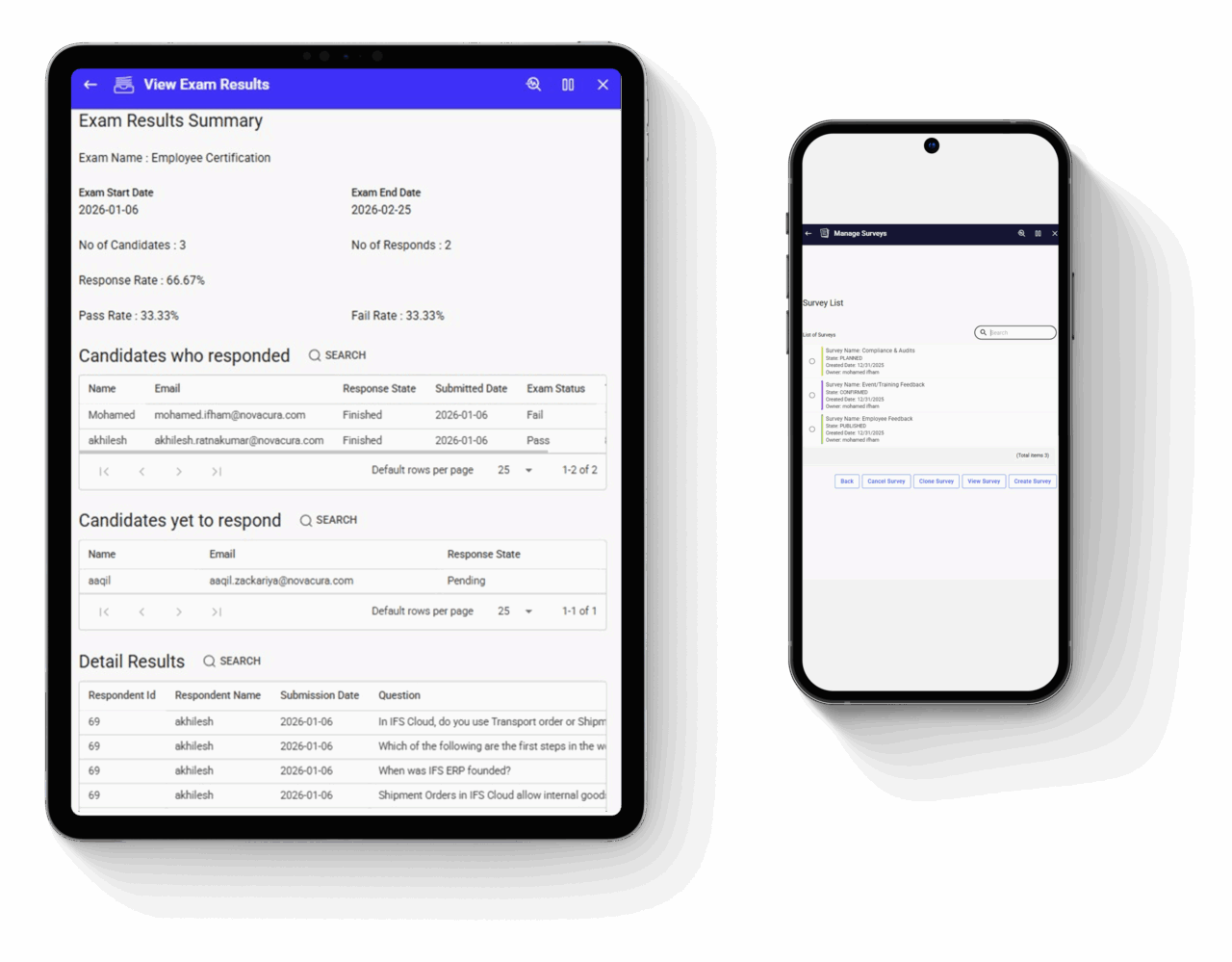 Survey & Exam Management